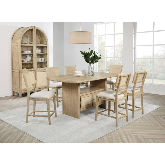 Kimpton - Counter Height Dining Table With Storage Cabinet And Shelves - Beige
