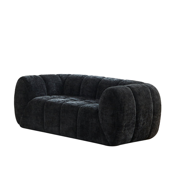 Quilted Cloud Sofa With Rounded Armrests And Piano Key Backrest Design