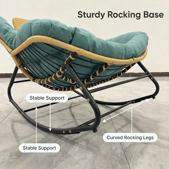 Oversized Papasan Rocking Chair Outdoor With Thick Cushion