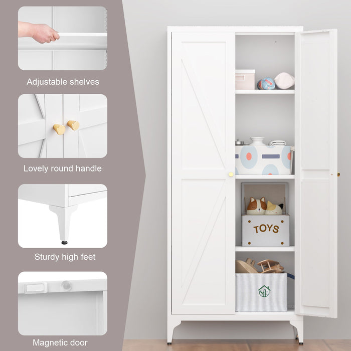 Adjustable 2 Door Kitchen Pantry Cabinet With Striped Design