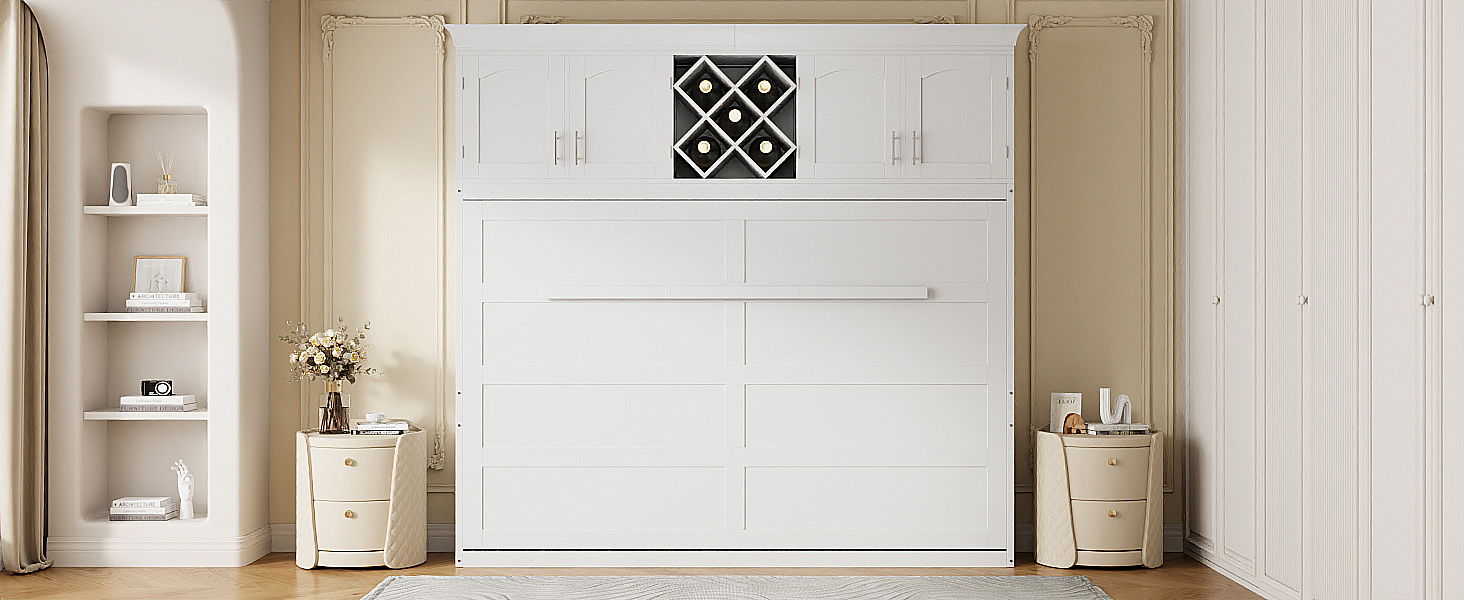 Murphy Wall Bed With Top Cabinets & Wine Rack