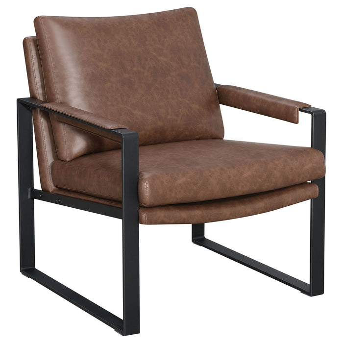 Starkston - Upholstered Track Arm Accent Chair - Brown