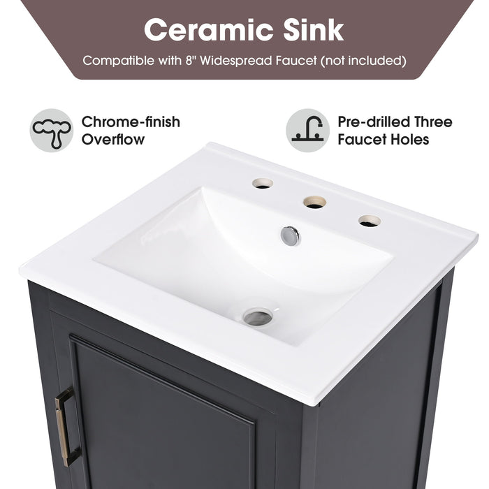 Modern Bathroom Vanity With Sink, Cabinet Storage, Drawer & Adjustable Feet