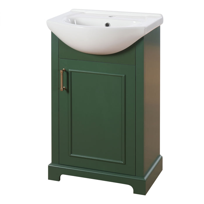 20" Bathroom Vanity With Bulged Sink, Freestanding Single Vanity Set, Soft Close Door