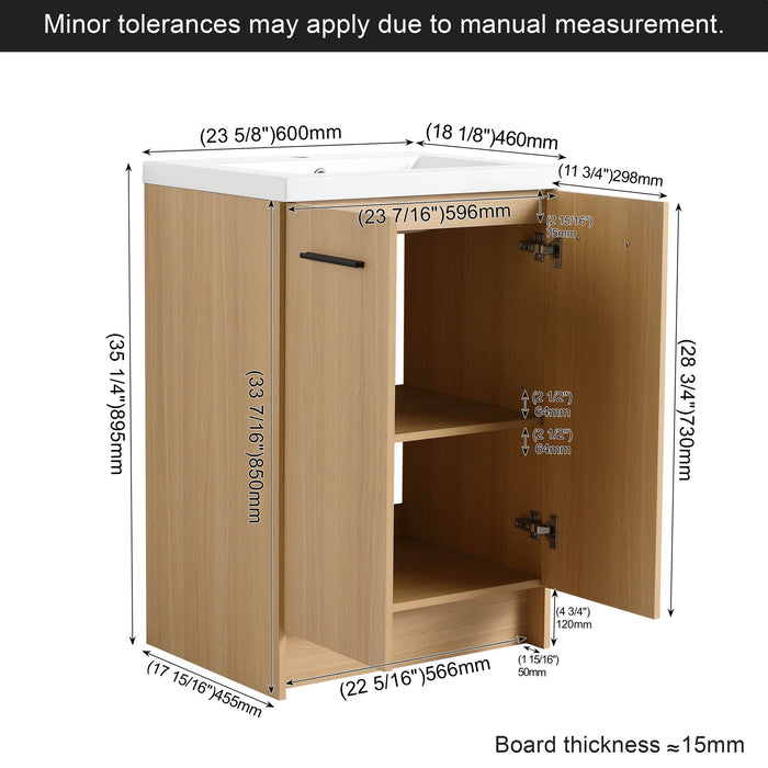 Floating Bathroom Vanity With Sink, Wall Mounted Double Door Storage