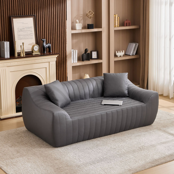Oversized 2 Seater Loveseat With 2 Decor Throw Pillows, Deep Seat Sofa For Living Rooms