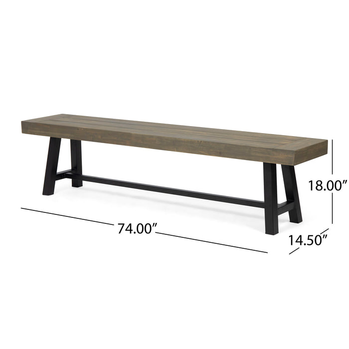 Outdoor Patio Bench - Gray / Rustic Metal