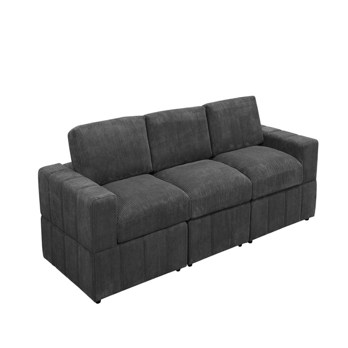 Oversized Modular Sectional Sofa Set With Loveseat & Ottoman, 6 Piece Living Room Furniture - Dark Gray