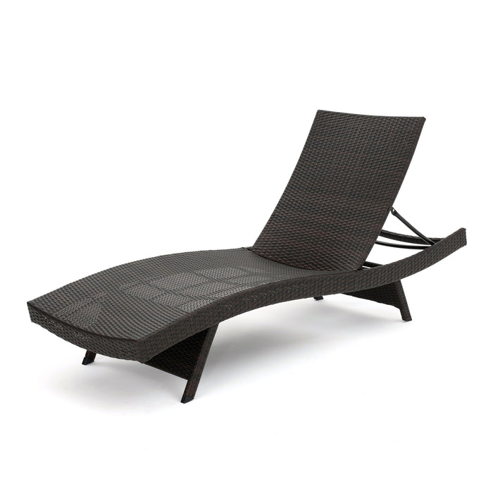Salem - Wicker Chaise Lounge Adjustable Rattan Outdoor Chair Set - Brown Multi