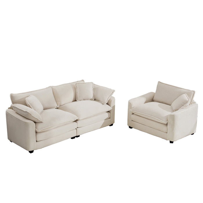 Elegant Corduroy Oversized Sectional Sofa Set With Deep Seats And Flexible Layout