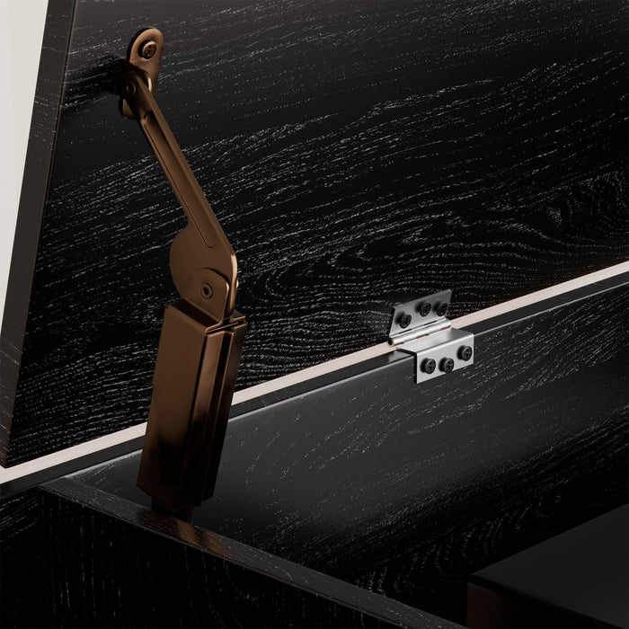 Eco-Friendly Vinyl Record Player Stand With Flip-Top Storage, Media Console With Dual Outlets And Dustproof Drawers