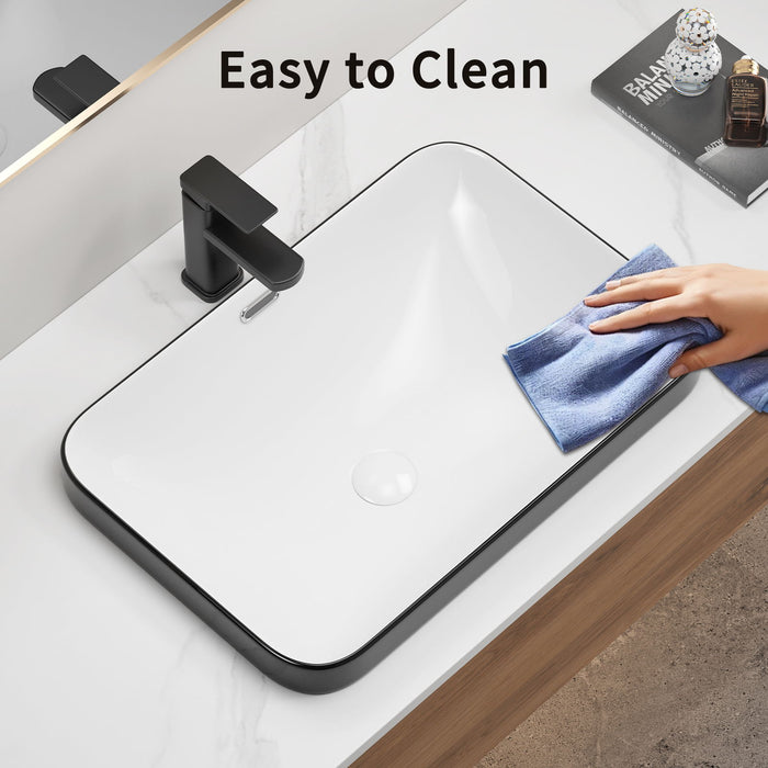 Undermount Bathroom Sink, Vessel Basin For Vanity Countertop - Black White