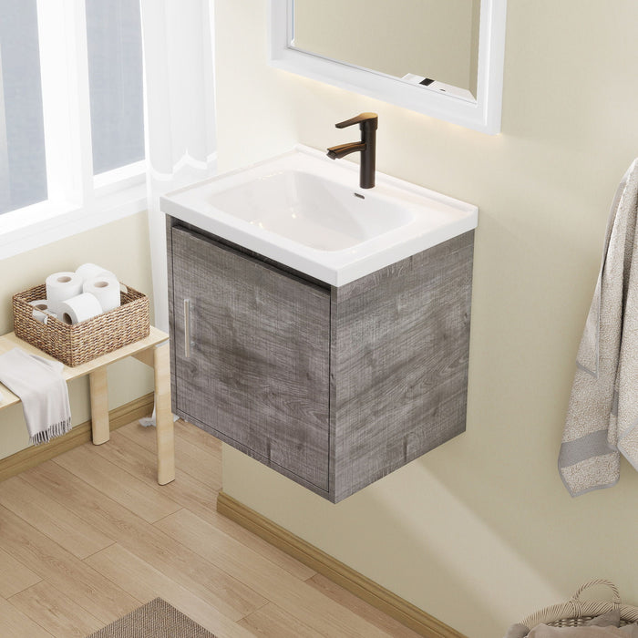 Floating Bathroom Vanity Combo, Wall Mounted Cabinet With Sink & Soft Close Doors For Small Bathrooms