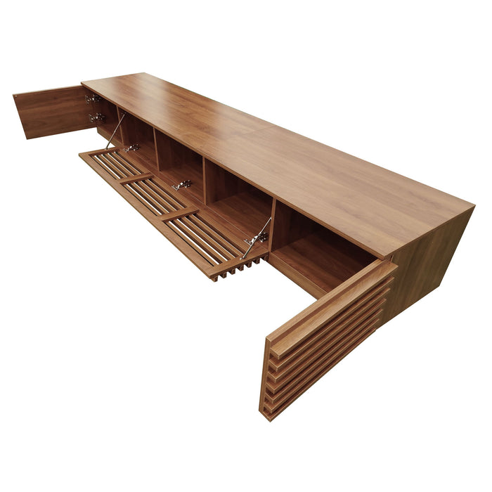 TV Stand, Entertainment Center With Cable Management And Soft Closing Hinges - Walnut