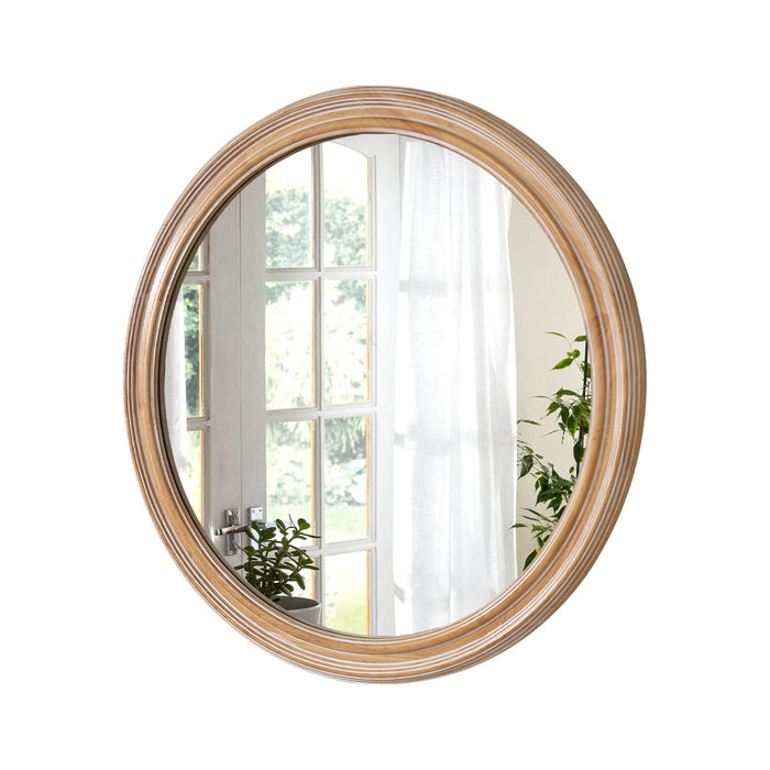Round Wall Mirror With Ribbed Frame