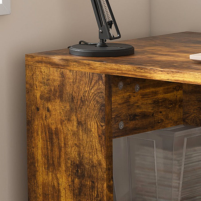 Computer Desk With 4 In 1 Socket & 3 Drawers, 4 Tier Shelves