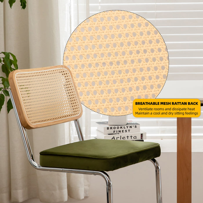 Rattan Side Accent Dining Chairs With Painted Legs (Set of 2)