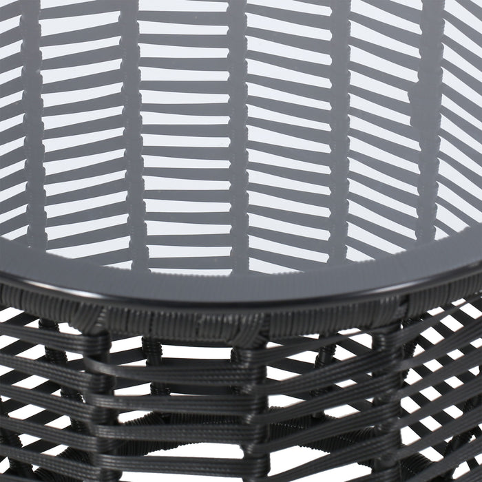 Boho Arias - Side Table With Tempered Glass Top And Rattan Wrap