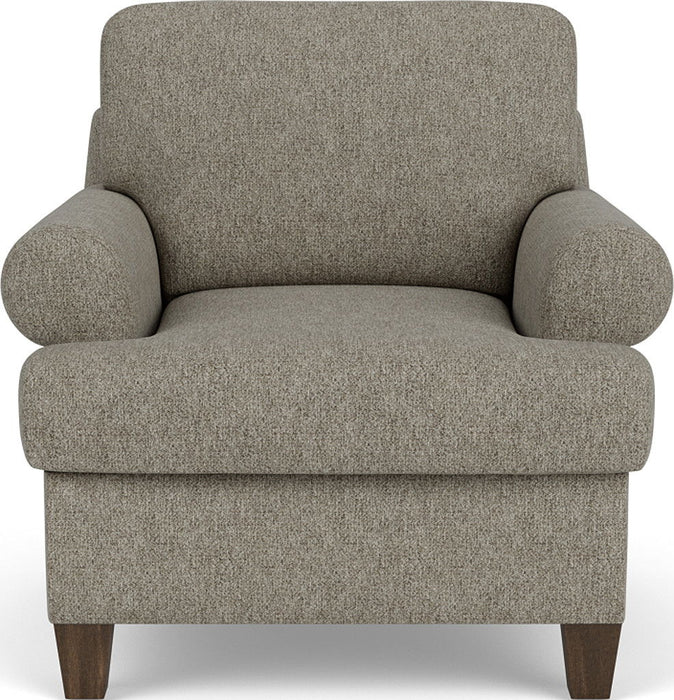 Moxy - Fabric Arm Chair, T-Shaped Seat Cushion, Curved Sock Arms