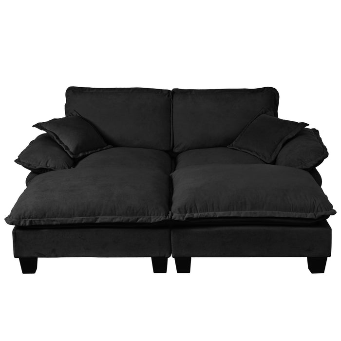 Modular Sectional Sofa With Movable Ottoman & Pillows