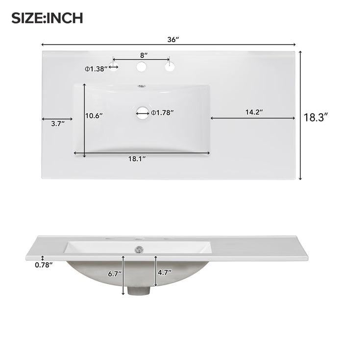 Bathroom Vanity With Sink Combo, 2 Soft Close Doors And 5 Drawers