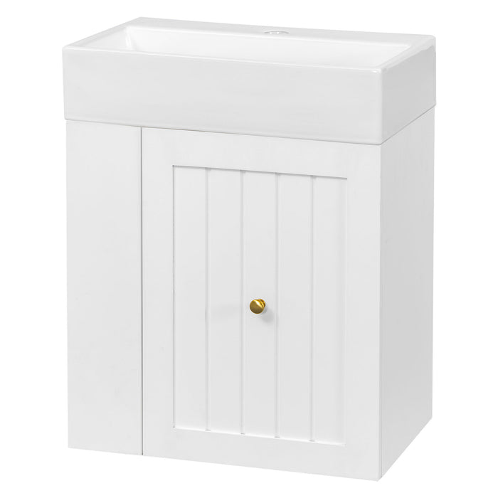 Modern Bathroom Vanity With Sink, Storage Cabinet, Drawer & Side Shelf