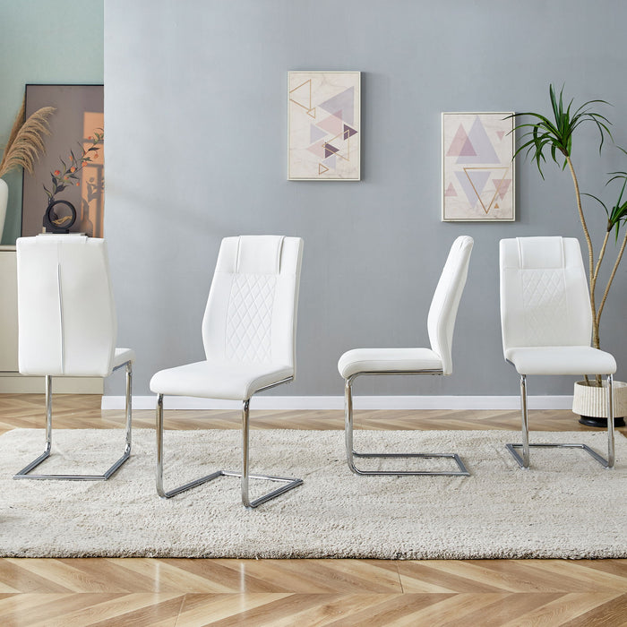 Modern Dining Chairs With Padded Seat, Metal Legs