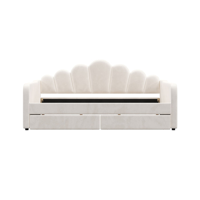 Shell Shaped Upholstered Daybed Frame With Slats
