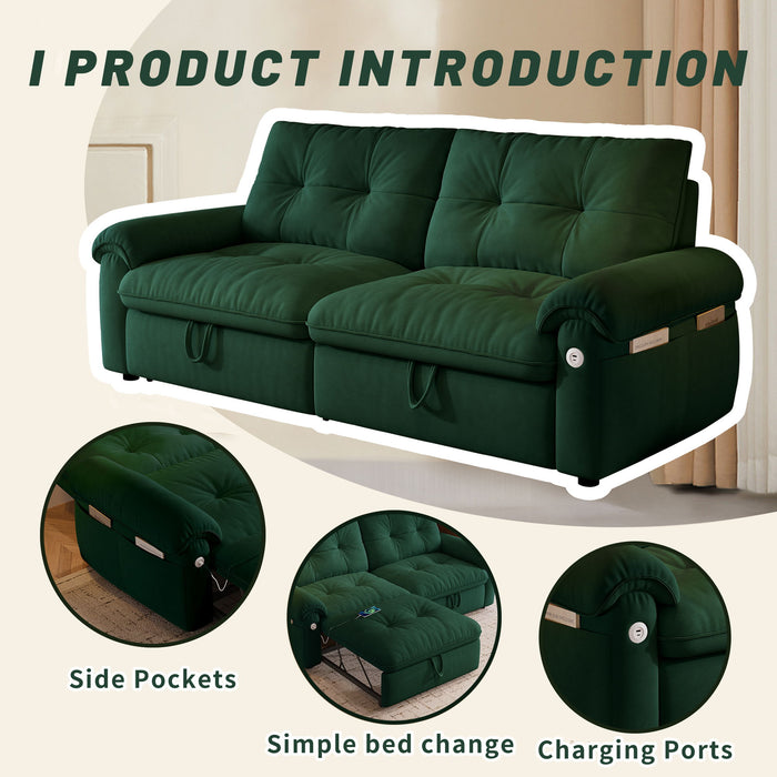 Cloud Like Convertible Sofa Bed For Living Rooms - Green