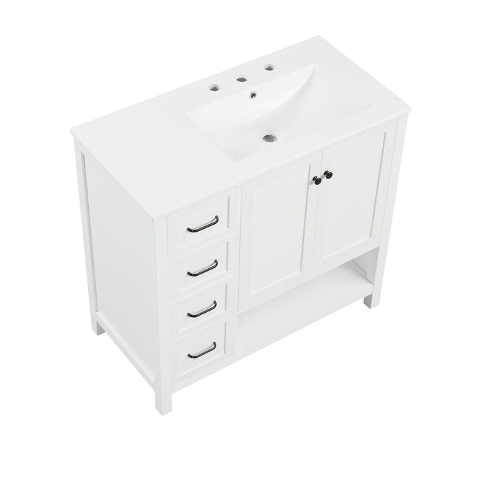 Bathroom Vanity With Sink Top, Bathroom Vanity Cabinet With 2 Doors And 2 Drawers, Open Shelf