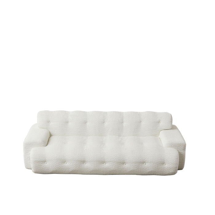 Cloud Series Minimalist Button Tufted Square Arm 3 Seater Sofa
