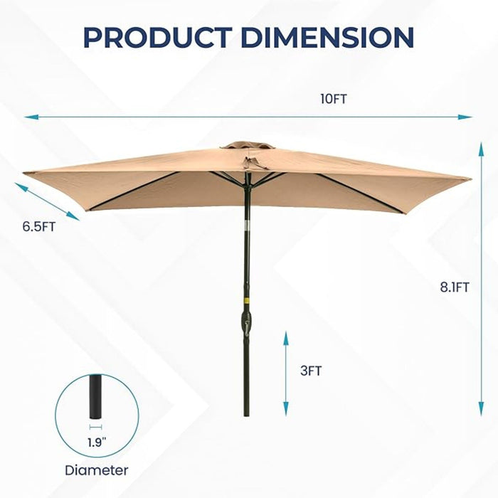 3ft patio umbrella Rectangular Patio Umbrella With Crank Tilt, Polyester UV-Resistant Canopy