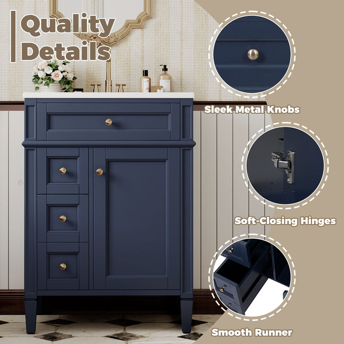 Bathroom Vanity With Top Sink, Storage Cabinet With 2 Drawers And Tip-Out Drawer
