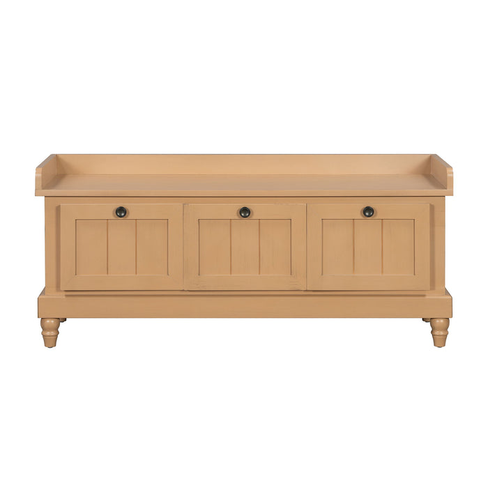 Shoe Bench With Cushion And 3 Drawers - Natural