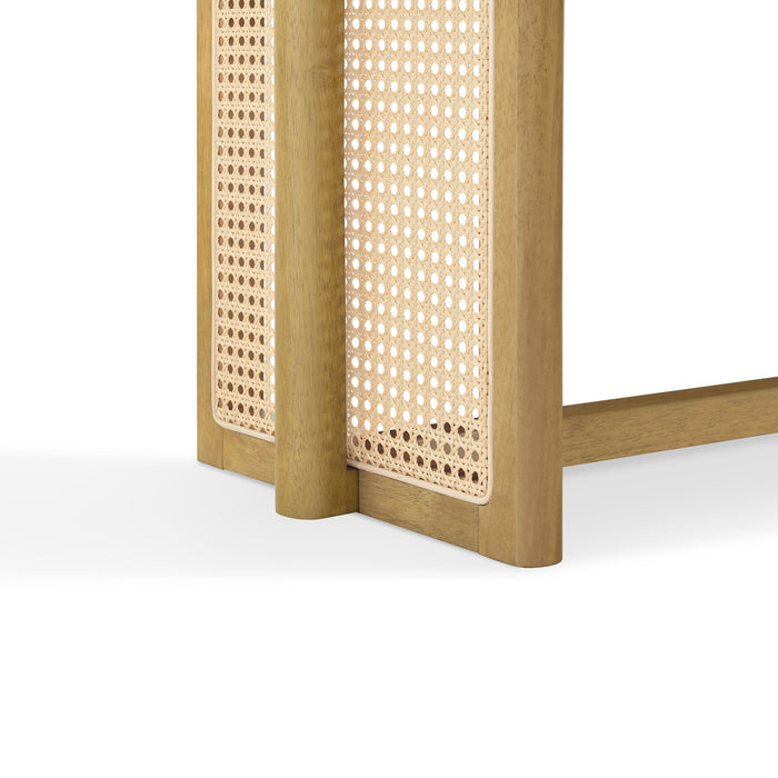 Dining Bench With Rattan Weave
