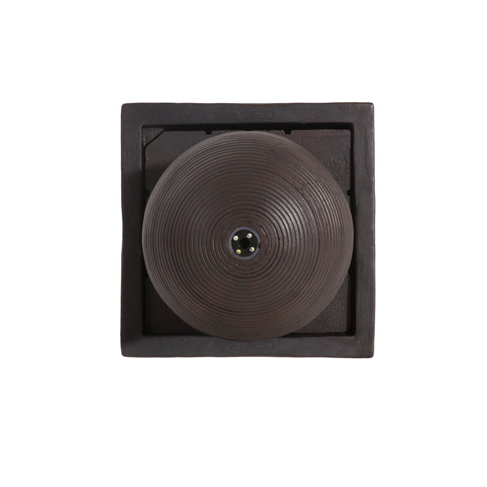 35.5" Tall Column Fountain With LED Lights, Retro Outdoor Decor, Weather Resistant Feature - Dark Brown