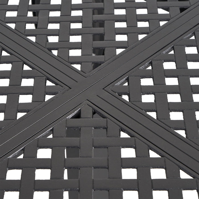 Outdoor Modern Aluminum Dining Table With Woven Accents