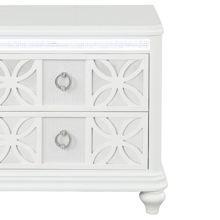 Abigale - 2 Drawer Nightstand With LED - White