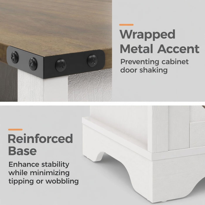 Farmhouse Nightstand With Charging Station & Storage