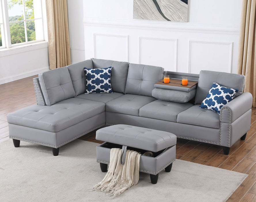 Irine - Sectional Sofa With Ottoman - Gray