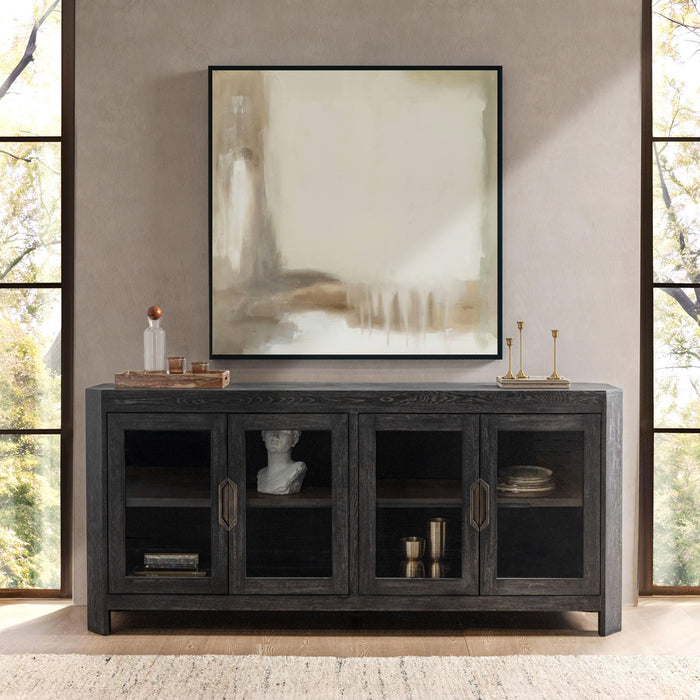 Macarthur - Reclaimed Oak 4 Door Cabinet - Aged Black