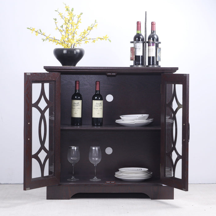 Modern Sideboard With Tempered Glass Doors - Ox Blood Red