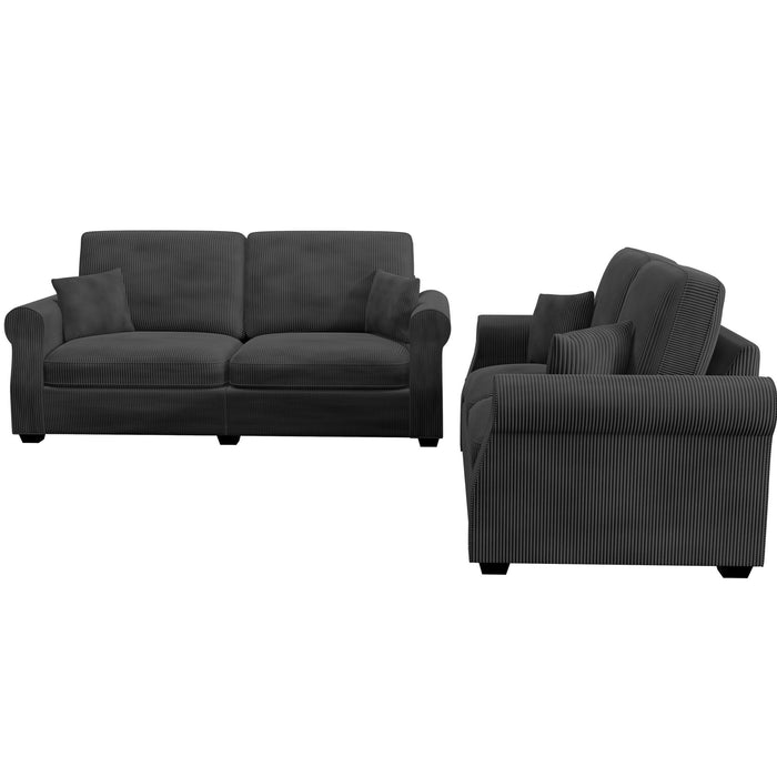 Contemporary 2 Piece Sofa Set With Matching Pillows