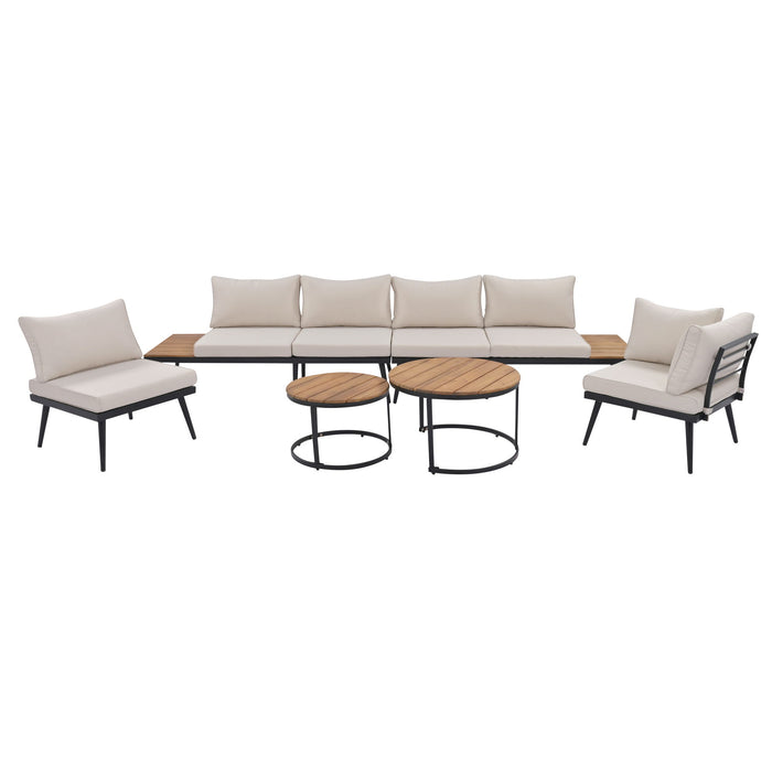 Modern Outdoor Sectional Sofa Set With Nesting Coffee Tables