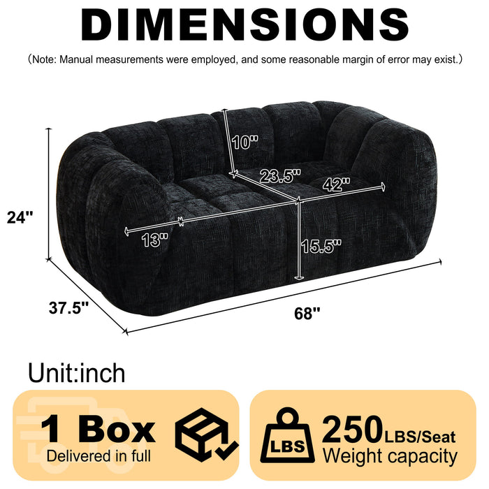 Quilted Cloud Sofa With Rounded Armrests And Piano Key Backrest Design