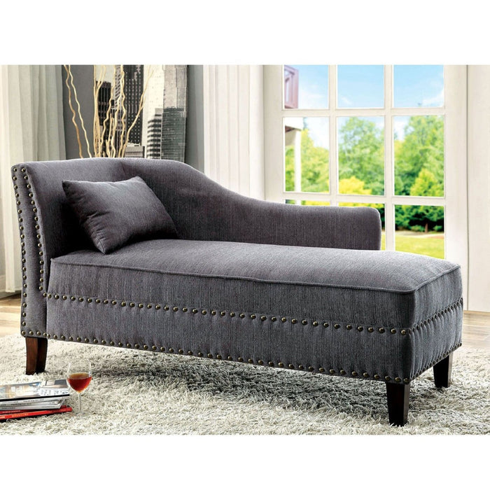 Chaise With Nailhead Trim And Plush Pillow