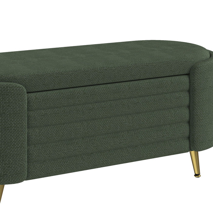 Modern Oval Storage Ottoman With Upholstery