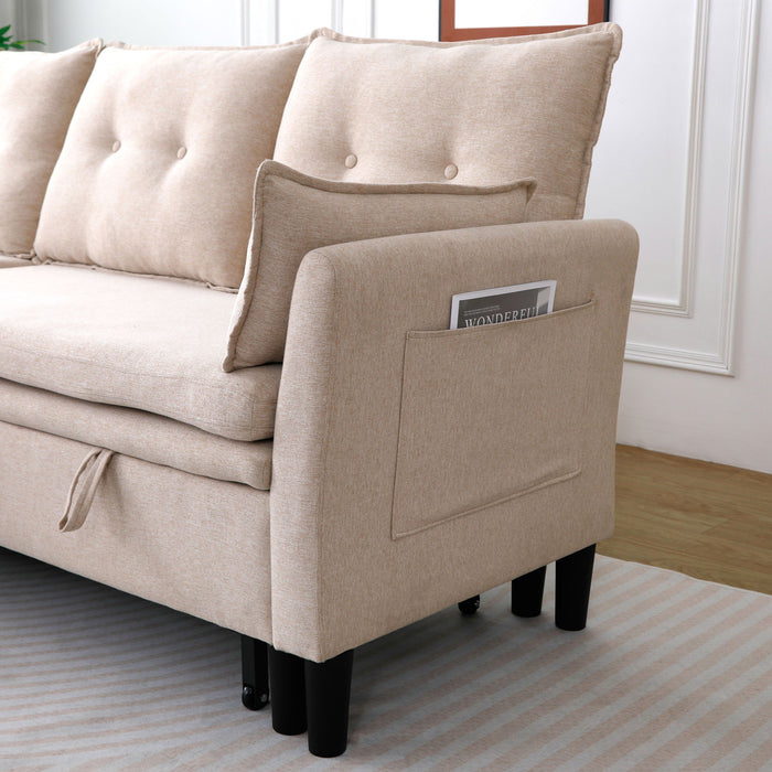 L-Shaped Reversible Chaise Sectional Sofa With Storage