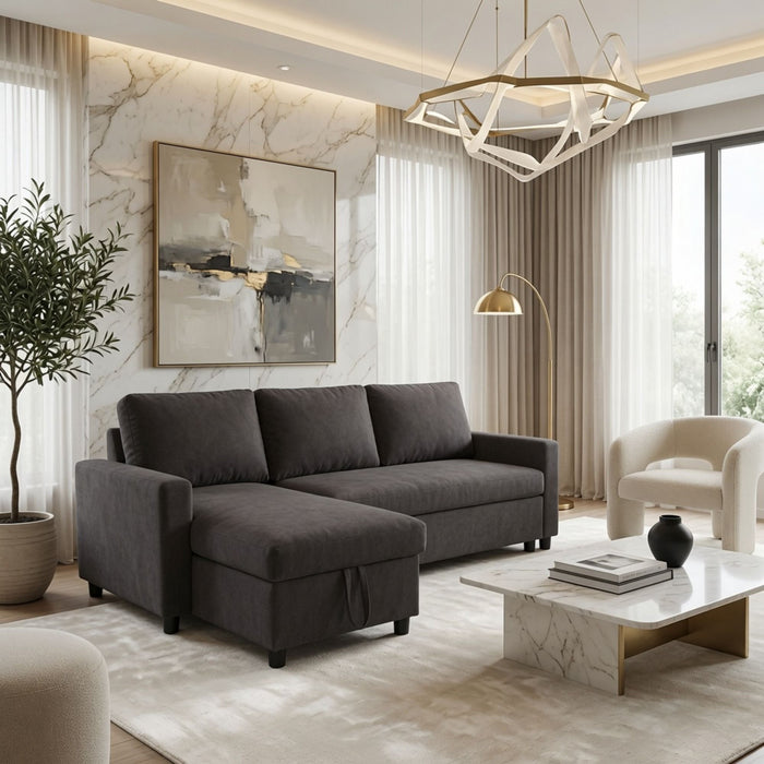 L - Shaped Convertible Sofa Bed With Storage Chaise
