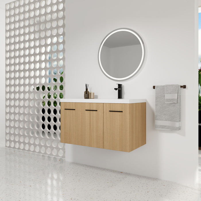 Wall Mounted Floating Bathroom Vanity With Sink, 3 Door Modular Cabinet